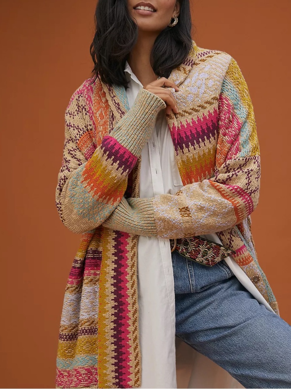 Pilcro Cross-Stitched Cardigan
